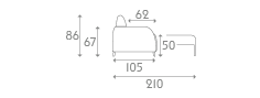 Danton Sofa size - D195C140